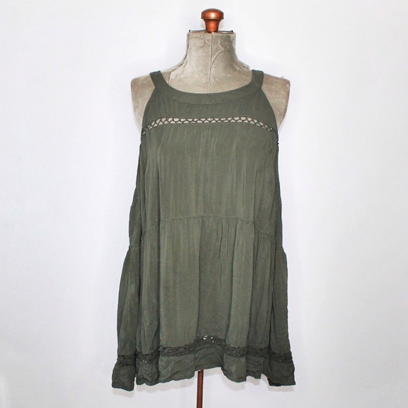 Torrid Army Green Halter Tank Top Blouse